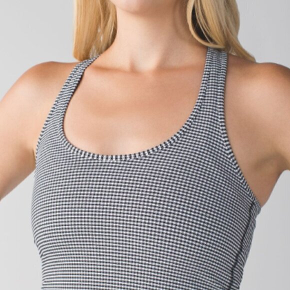 Lululemon Cool Racerback Gingham Luon White Black Size 6 - Picture 4 of 11